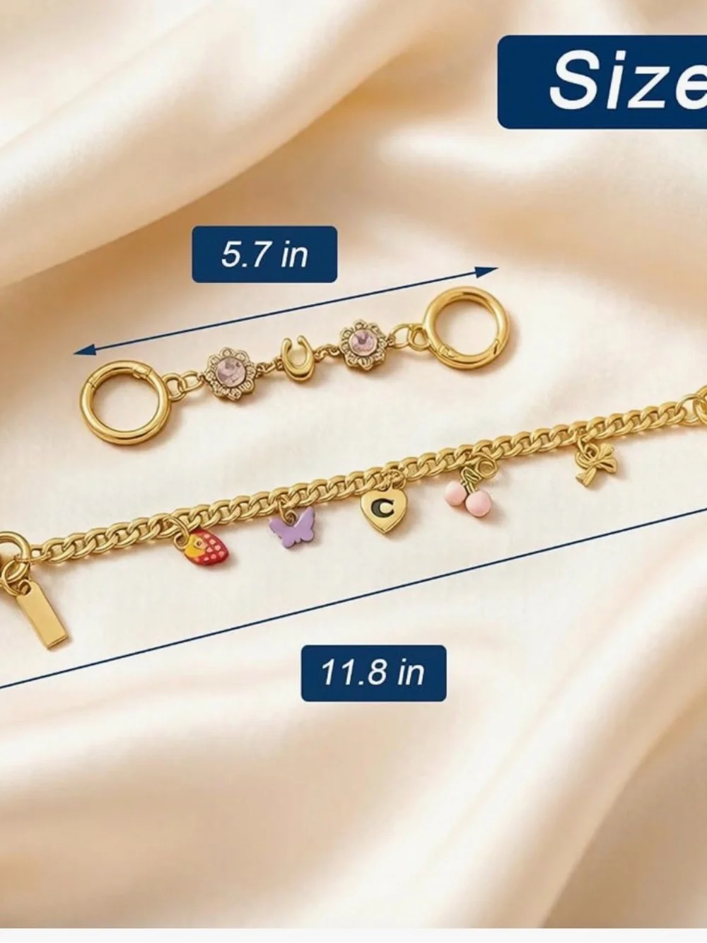 Jequiba designer inspired Gold bag Charm Chain and key holder